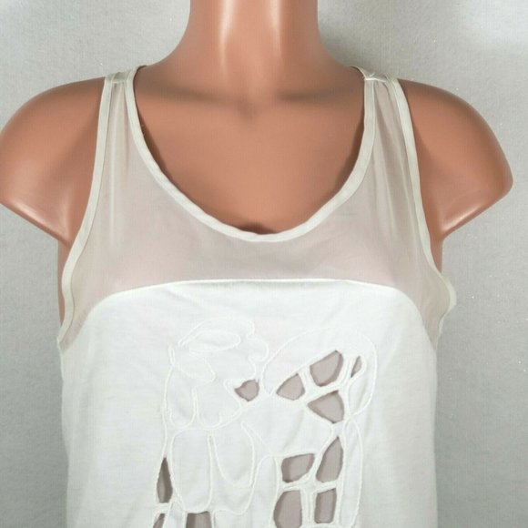Robbi & Nikki White Tunic Top Embroidered Cut Out Front Lined - Picture 2 of 6
